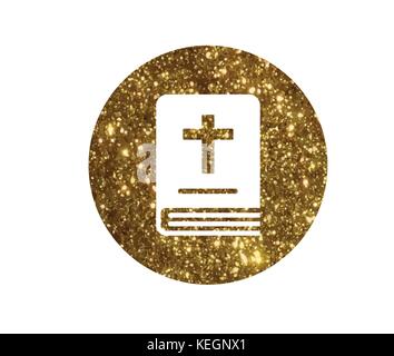 The isolated glitter golden holy bible book icon Stock Vector