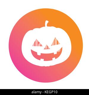 Orange to pink Halloween holiday design element pumpkin flat icon Stock Vector