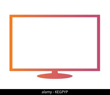 The Isolated vector orange to pink gradient color 16:9 Aspect Ratio wide screen computer monitor with blank white screen Stock Vector