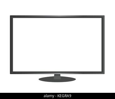 The isolated vector black color 16:9 Aspect Ratio wide screen computer monitor with blank white screen Stock Vector