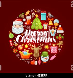 Xmas concept. Merry Christmas, greeting card or banner. Vector illustration Stock Vector