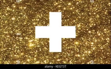 The vector golden Luxury glitter Swiss Switzerland country flag icon Stock Vector