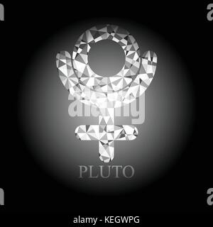 White polygonal Pluto icon astronomy sign symbol vector illustration on black background Stock Vector