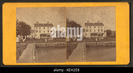 Group playing croquet in front of house or boarding house, by Joshua Appleby Williams Stock Photo