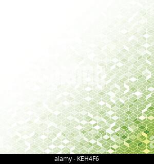 White Mosaic hexagons line on green background for abstract concept Stock Vector