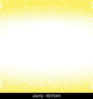 White mosaic grid in perspective view on yellow background with abstract concept Stock Vector