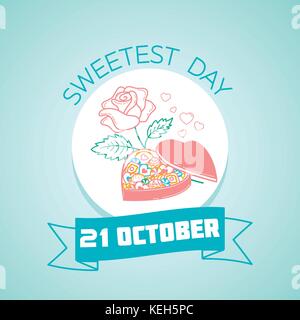 Calendar for each day on october 21. Greeting card. Holiday -  Sweetest Day. Icon in the linear style Stock Vector