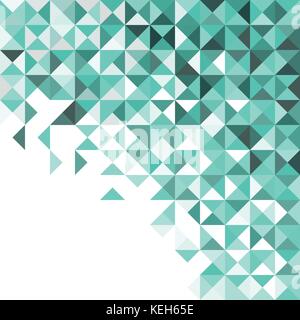 Variety green square pixel tile mosaic with copy space in the corner for abstract background concept Stock Vector