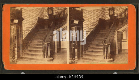 Hall and stairway, Mt. Vernon mansion, by Dillon, Luke C., 1844 Stock Photo