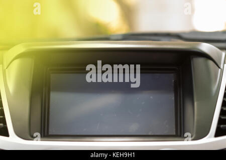 Screen multimedia system in a car, Modern car dashboard Stock Photo