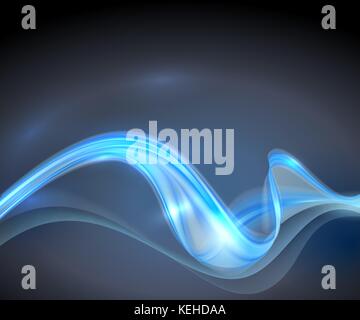 Black abstract modern background with blue wave Stock Vector