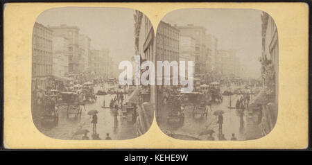 Broadway on a rainy day, by Notman, William, 1826 1891 Stock Photo