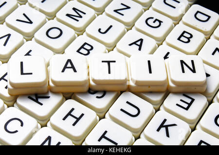 Latin text word crossword. Alphabet letter blocks game texture ...