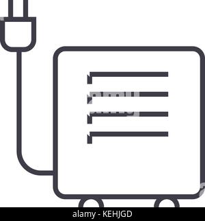 convector, heater vector line icon, sign, illustration on background, editable strokes Stock Vector