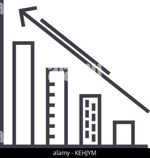 diagram, down and up, charts vector line icon, sign, illustration on background, editable strokes Stock Vector