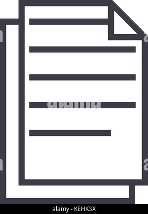 documents,files vector line icon, sign, illustration on background, editable strokes Stock Vector