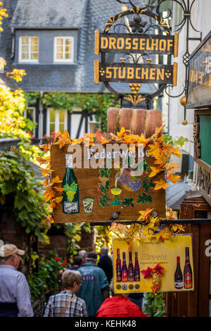 Rüdesheim am Rhein, wine making town in Germany, popular alley Drosselgasse Stock Photo