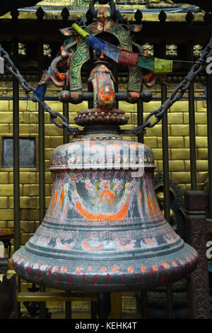 Ritual buddhist bell, Hiranyavarna Mahaviharahe - Golden Temple, Patan or Lalitpur, Kathmandu Nepal Stock Photo