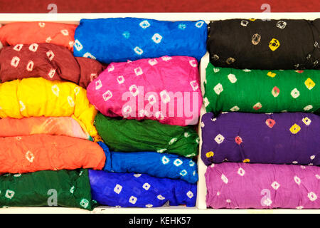 Piles of multicolor fabric Stock Photo