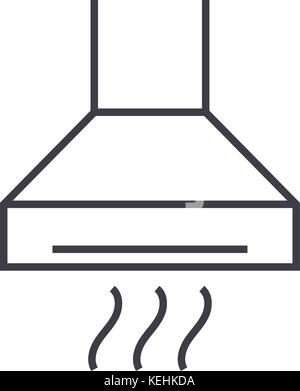 extractor,cooker hood vector line icon, sign, illustration on background, editable strokes Stock Vector