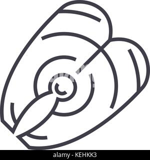 fish steak vector line icon, sign, illustration on background, editable strokes Stock Vector