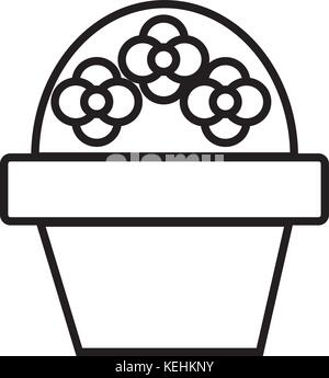 flower brush pot vector line icon, sign, illustration on background, editable strokes Stock Vector