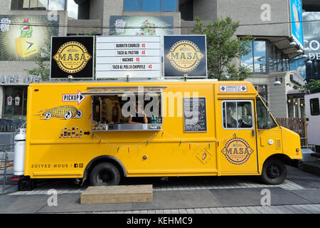 Mexican Food truck in downtown Montreal, province of Quebec, Canada. Stock Photo
