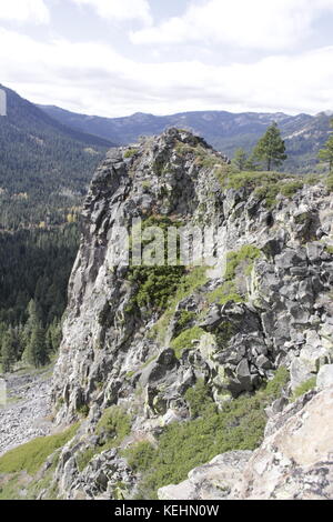 Rocks and Cliffs above Blackwood Canyon on the West Shore of Lake Tahoe Stock Photo