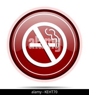 No smoking red glossy round web icon. Circle isolated internet button for webdesign and smartphone applications. Stock Photo