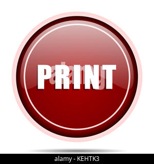 Print red glossy round web icon. Circle isolated internet button for webdesign and smartphone applications. Stock Photo