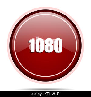 1080 red glossy round web icon. Circle isolated internet button for webdesign and smartphone applications. Stock Photo