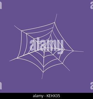 Halloween cobweb on purple background Stock Vector