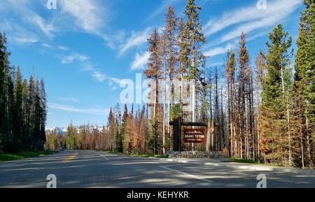 John D Rockefeller Jr Memorial Parkway between Yellowstone and Grand Teton National Parks Stock Photo