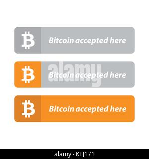 Bitcoin accepted here button Stock Vector