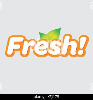 Fresh label sign with leaves Stock Vector