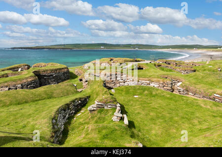 Neolithic settlement of Skara Brae, Mainland, Orkney, Scotland, UK Stock Photo
