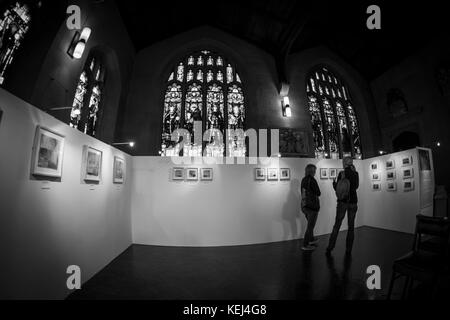 Art Gallery display Bradford Cathedral, City Centre, West Yorkshire, England.Bradford Stock Photo