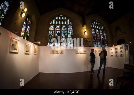 Art Gallery display Bradford Cathedral, City Centre, West Yorkshire, England.Bradford Stock Photo