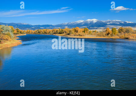 fall colors along the missouri river near townsend, montana Stock Photo