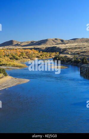 fall colors along the missouri river near townsend, montana Stock Photo