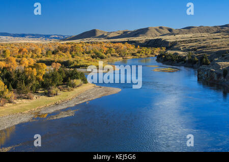 fall colors along the missouri river near townsend, montana Stock Photo