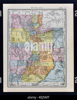 1911 McNally Map - Utah - Salt Lake City Ogden Moab Stock Photo