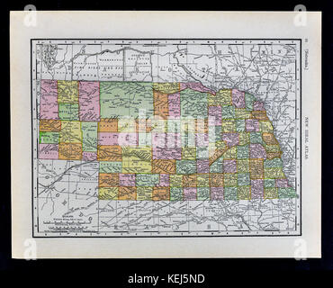 1911 McNally Map - Nebraska - Omaha Lincoln Stock Photo