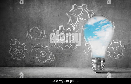 Eco innovations concept by means of lightbulb. Stock Photo