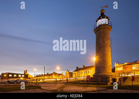 Night falls at Kingston Lighthouse in Shoreham-by-Sea, West Sussex, England. Stock Photo