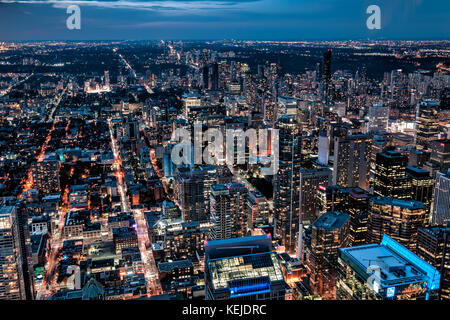 Beautiful view of the Toronto skyline from the top of the CN Tower Stock Photo