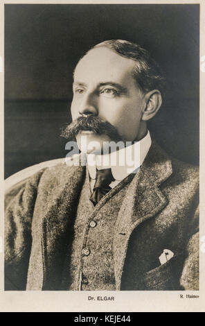 English Composer Sir Edward Elgar (1857-1934) copper bromide photographic print postcard 1905 Stock Photo