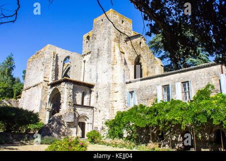 The Abbaye Sainte-Marie de Villelongue, a former Benedictine abbey in Saint-Martin-le-Vieil, Southern France Stock Photo