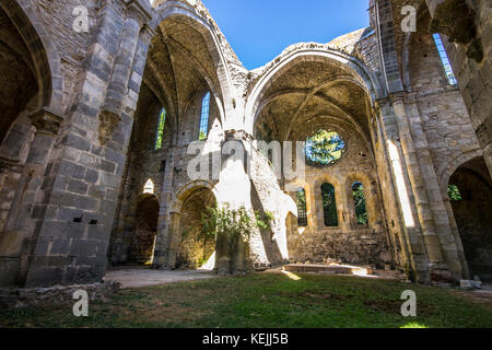 The Abbaye Sainte-Marie de Villelongue, a former Benedictine abbey in Saint-Martin-le-Vieil, Southern France Stock Photo