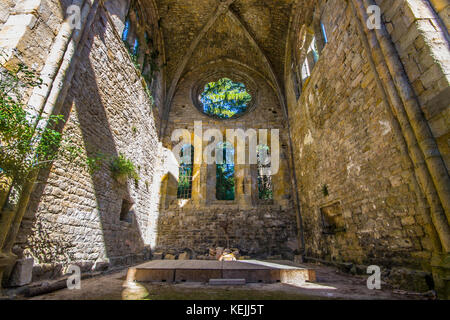 The Abbaye Sainte-Marie de Villelongue, a former Benedictine abbey in Saint-Martin-le-Vieil, Southern France Stock Photo